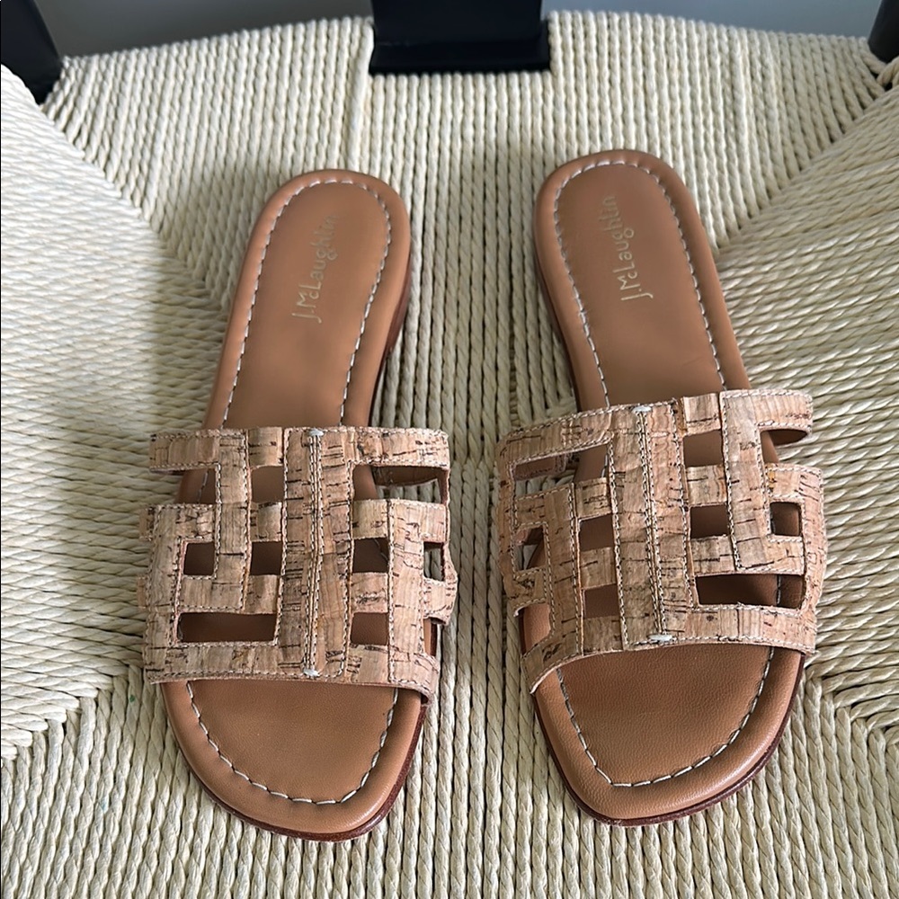 Cork Leather Slide Sandals